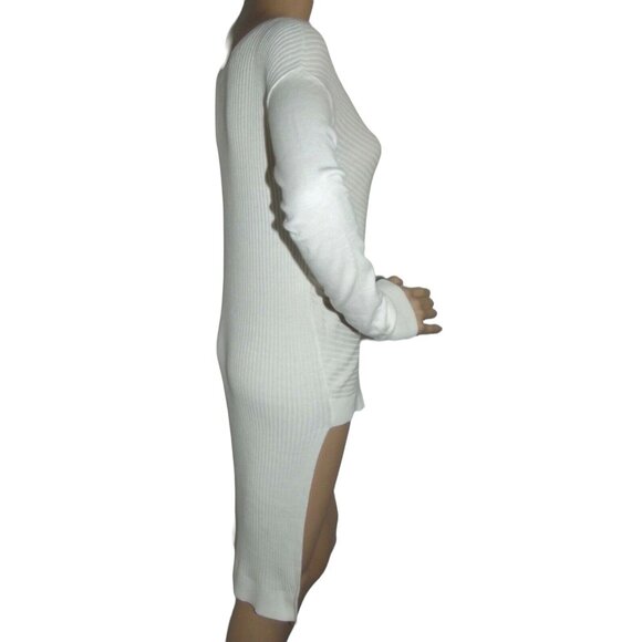 Express Sweater Womens Size Small (S 4-6)Ivory Long Asymmetrical Hi Lo Hem Tunic - Picture 7 of 12